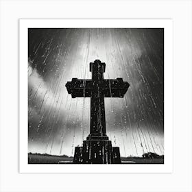 Cross In The Rain Art Print