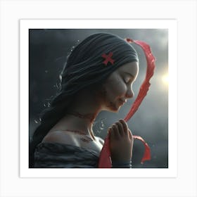 Girl With The Red Ribbon Art Print
