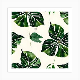 Tropical Leaves Seamless Pattern Art Print