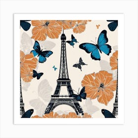 Paris With Butterflies 183 Art Print