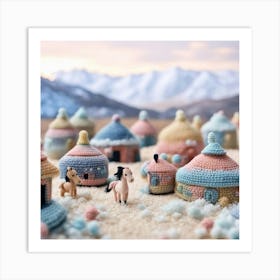 Knitted Village Art Print