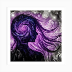 Purple Spiral Portrait Of A Woman Art Print