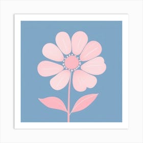 A White And Pink Flower In Minimalist Style Square Composition 210 Art Print