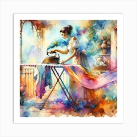 Woman Ironing Art Print