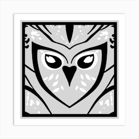 Chic Owl Greyscale  Art Print