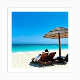 Relax Lounge Dream Ocean Beach Chair Idylli Holiday Rest Swim Shore Paradise Shoreline B (28) Art Print