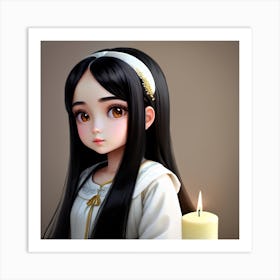 Anime Girl With Candle Art Print