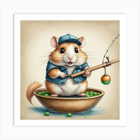 Hamster Fishing 5 Art Print