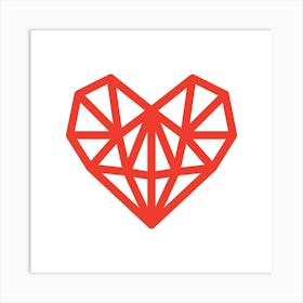 Heart Geometric Abstract Minimalist Simple Red 1 Art Print