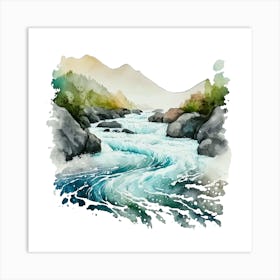 Watercolor River 2 Art Print