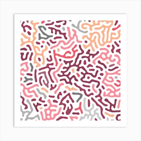 Organic Digital Shapes Pink Orange Square Art Print
