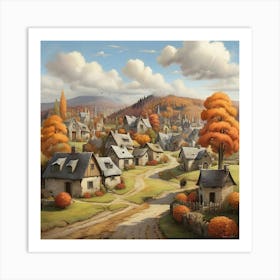 Autumn Village Art Print 3 Art Print