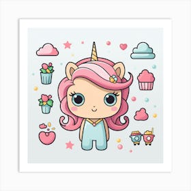 Cute Unicorn 448 Art Print