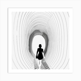 Woman Walking Through A Tunnel Art Print