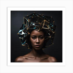 Black Woman With Geometric Headpiece 1 Art Print