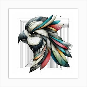 Parrot Head - Abstract Line Art Illustration 108 Art Print