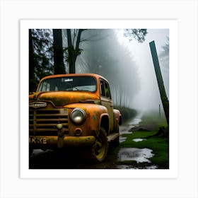 Old Truck In The Fog 3 Art Print
