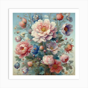 Peonies In A Vase Art Print