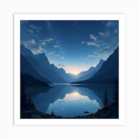 Glimmering Stardust Over A Serene Mountain Lake 1 Art Print