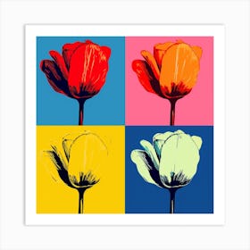 Andy Warhol Style Pop Art Flowers Tulip 4 Square Art Print