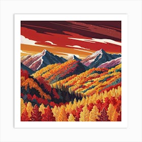 Autumn Mountain Range Art Print