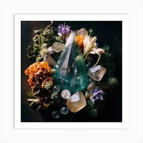 Flowers And Crystals 2 Art Print