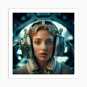 Portrait Of Young Woman In Space Art Print