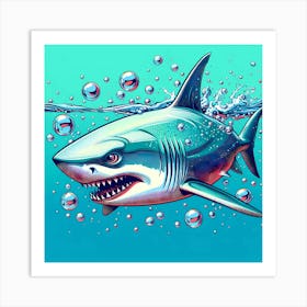 Shark In The Water Art Print