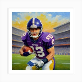 Defensive Line Football Player in Action Art Print