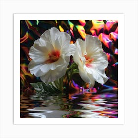 Hibiscus Flowers In Water Art Print