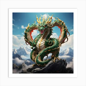 Dragon On Top Of Mountain Art Print