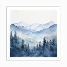 Watercolor Of Mountains 5 Art Print