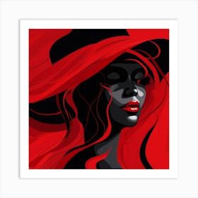 Black Woman In Red Hat 1 Art Print