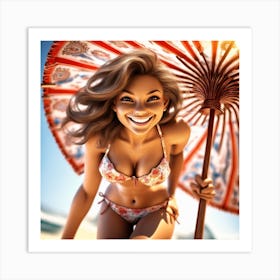 Girl On The Beach Art Print