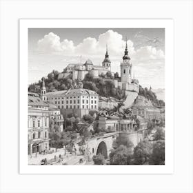 Leonardo Diffusion Xl City Ljubljana Slovenia Line Drawing 2d 0 Art Print