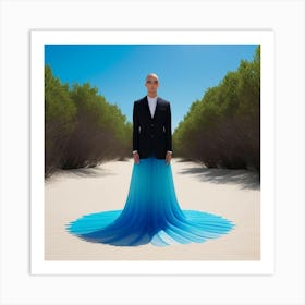 Man In A Blue Dress Art Print