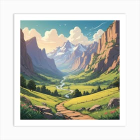 Serene Mountain Valley Art Print