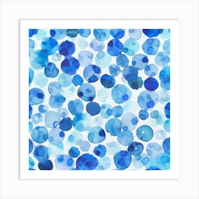 Blue Watercolor Splashes 1 Art Print