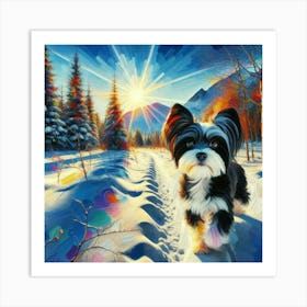 Dog In The Snow 2 Art Print