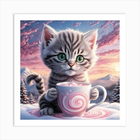 Kitty N Cup Art Print