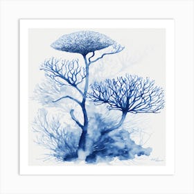 Blue Coral Tree Art Print