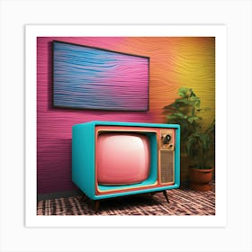 Pink Retro Tv Art Print