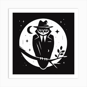 Owl In Hat 3 Art Print