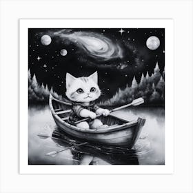 Cat In A Boat 13 Art Print