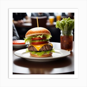 Hamburger In A Restaurant 7 Art Print