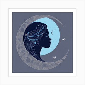 Woman On The Moon Art Print