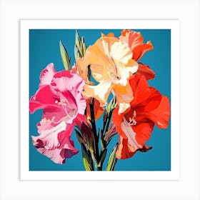 Andy Warhol Style Pop Art Flowers Gladiolus 4 Square Art Print