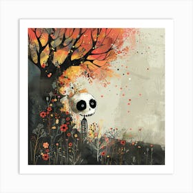 Skeleton In The Forest Art Print