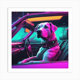 Dog In A Car Art Print