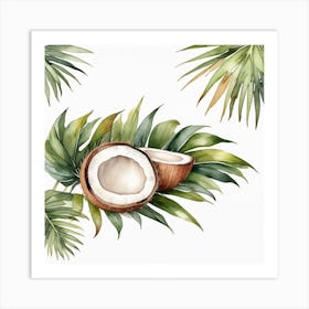 Coconut on Palm leaf 5 Art Print